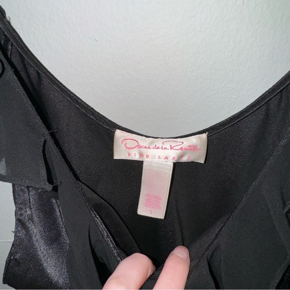 Oscar De La Renta Vintage Ruffle Chiffon Mermaid Silky Slip Midi Dress Slit Leg - Picture 5 of 8